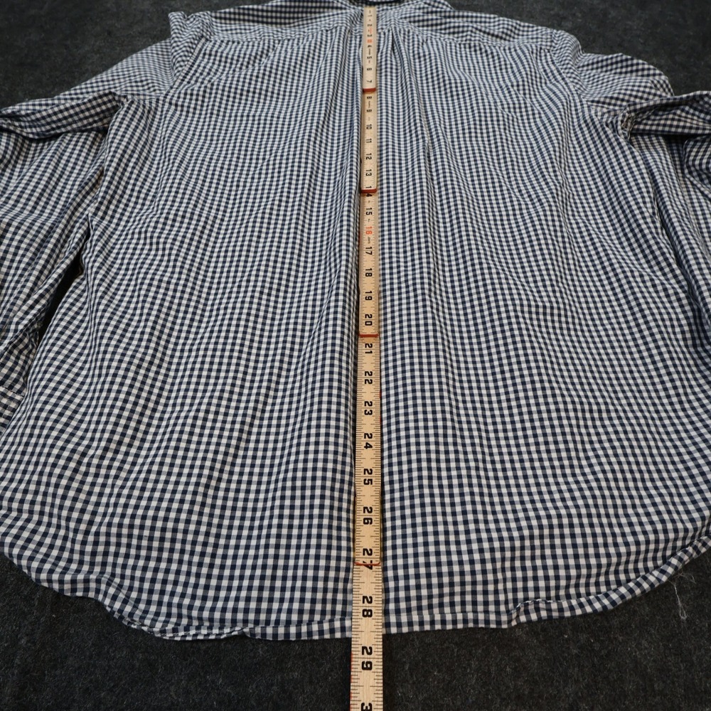 J.Crew Secret Wash Shirt Mens L Navy Excellent Slim Fit Gingham Stretch - Picture 5 of 11